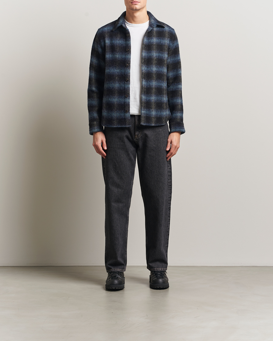 Men | Shirts | Peregrine | Moon Wool Check Overshirt Navy