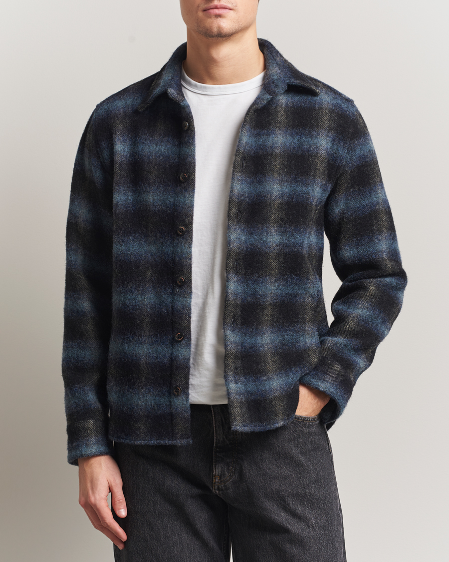 Men | Shirts | Peregrine | Moon Wool Check Overshirt Navy