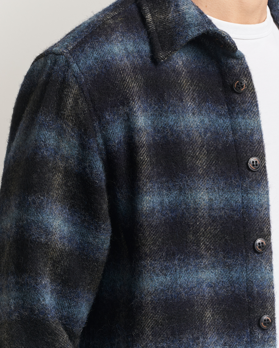 Men | Shirts | Peregrine | Moon Wool Check Overshirt Navy