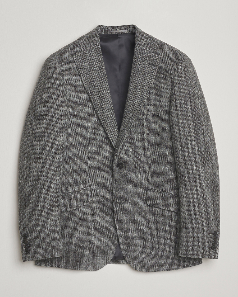 Men | Blazers | Walker Slater | Edward Lambswool Herringbone Blazer Dark Grey