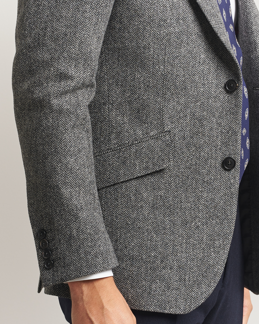 Men | Blazers | Walker Slater | Edward Lambswool Herringbone Blazer Dark Grey
