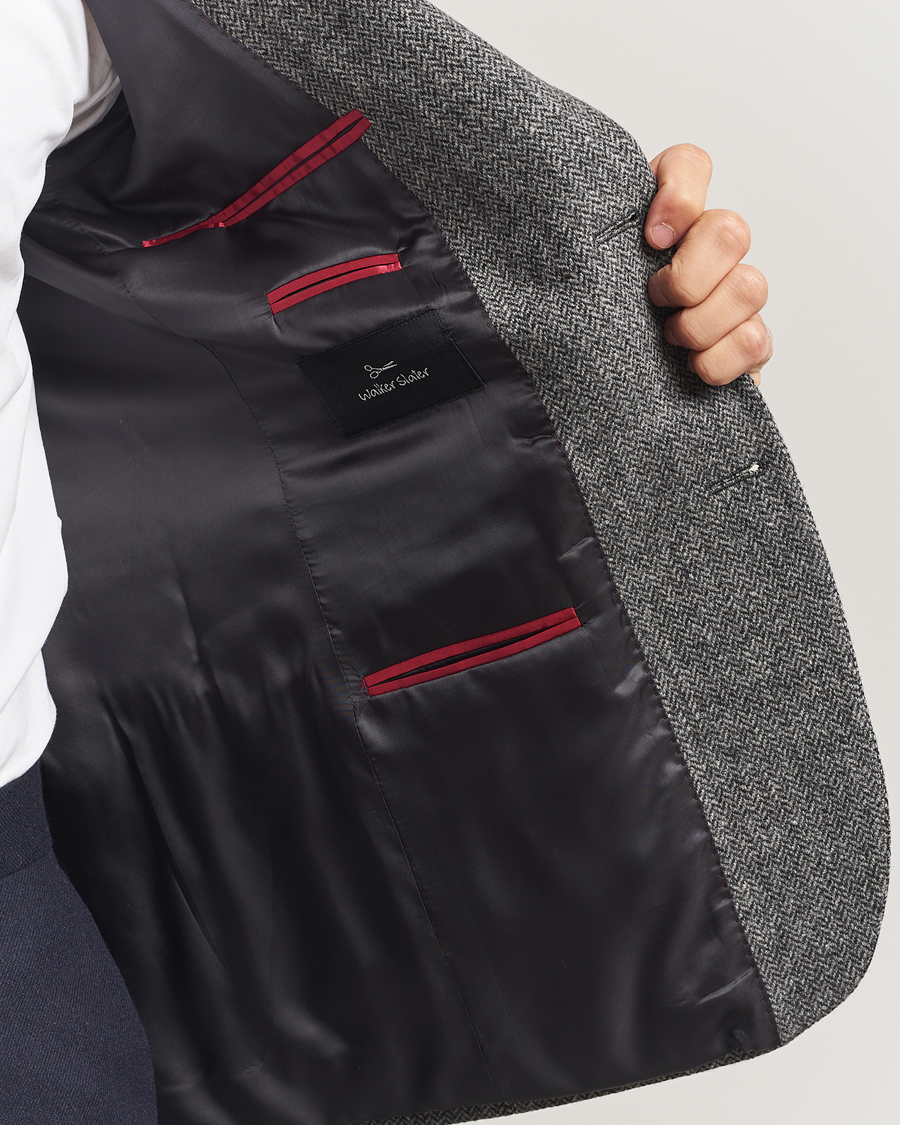 Men | Blazers | Walker Slater | Edward Lambswool Herringbone Blazer Dark Grey