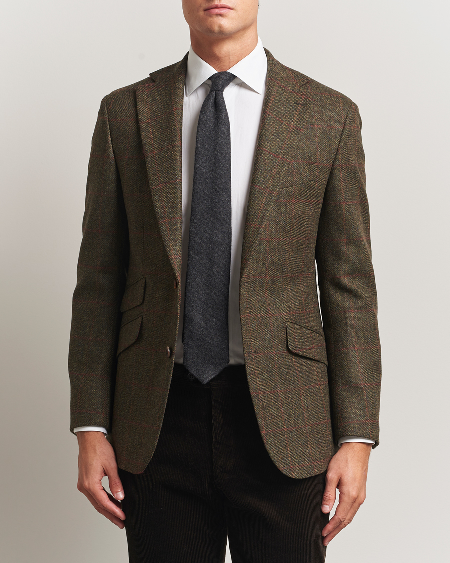 Walker Slater Edward Lambswool Windowpane Blazer Dark Green at