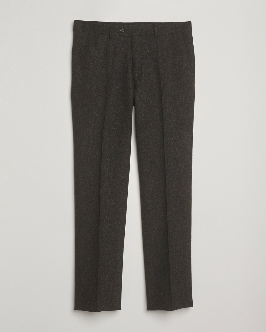 Men | Blazers | Walker Slater | Edward Shetland Wool Donegal Trousers Dark Brown