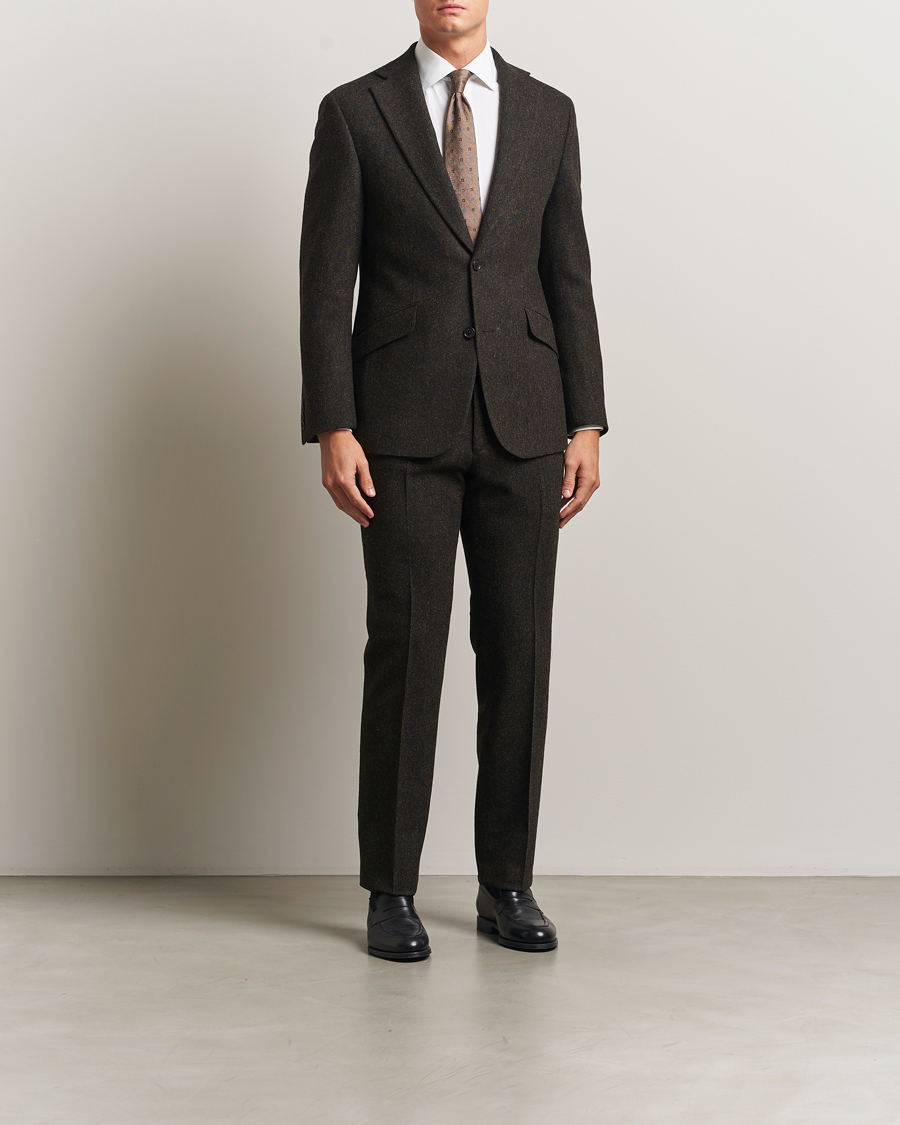 Men | Blazers | Walker Slater | Edward Shetland Wool Donegal Trousers Dark Brown