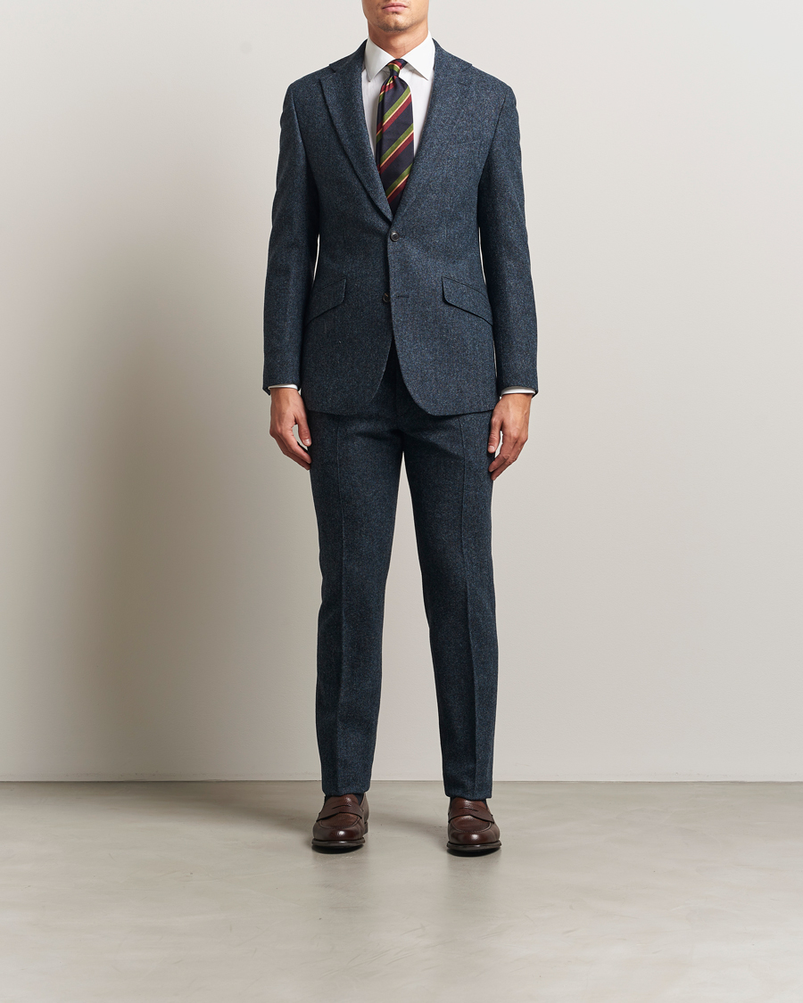 Walker Slater Edward Shetland Wool Donegal Trousers Navy at