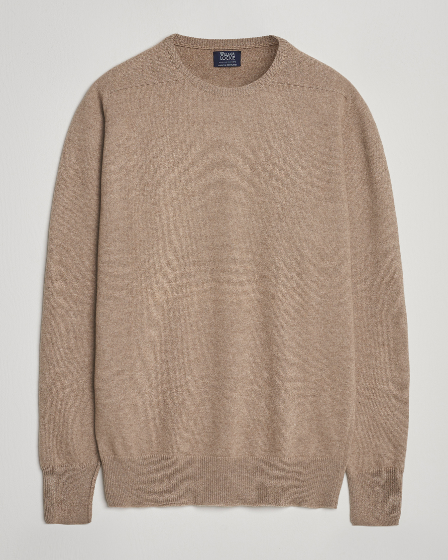 Men | Sweaters & Knitwear | William Lockie | Melrose Cashmere Crew Neck Dark Natural