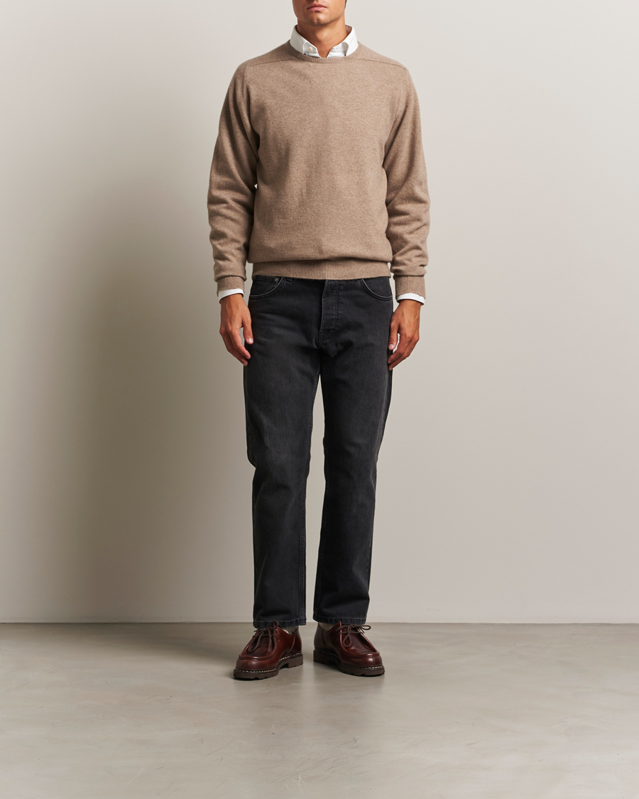 Men | Sweaters & Knitwear | William Lockie | Melrose Cashmere Crew Neck Dark Natural