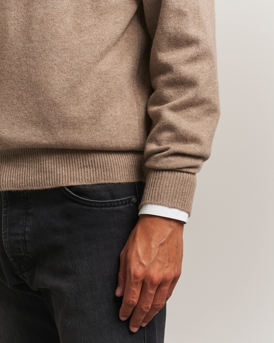 Men | Sweaters & Knitwear | William Lockie | Melrose Cashmere Crew Neck Dark Natural