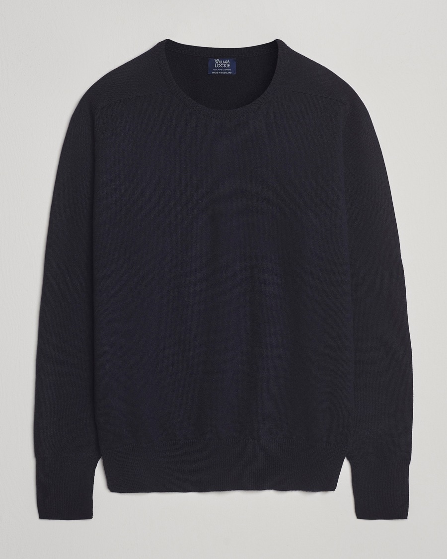 William Lockie Melrose Cashmere Crew Neck Dark Navy at CareOfCarl.com