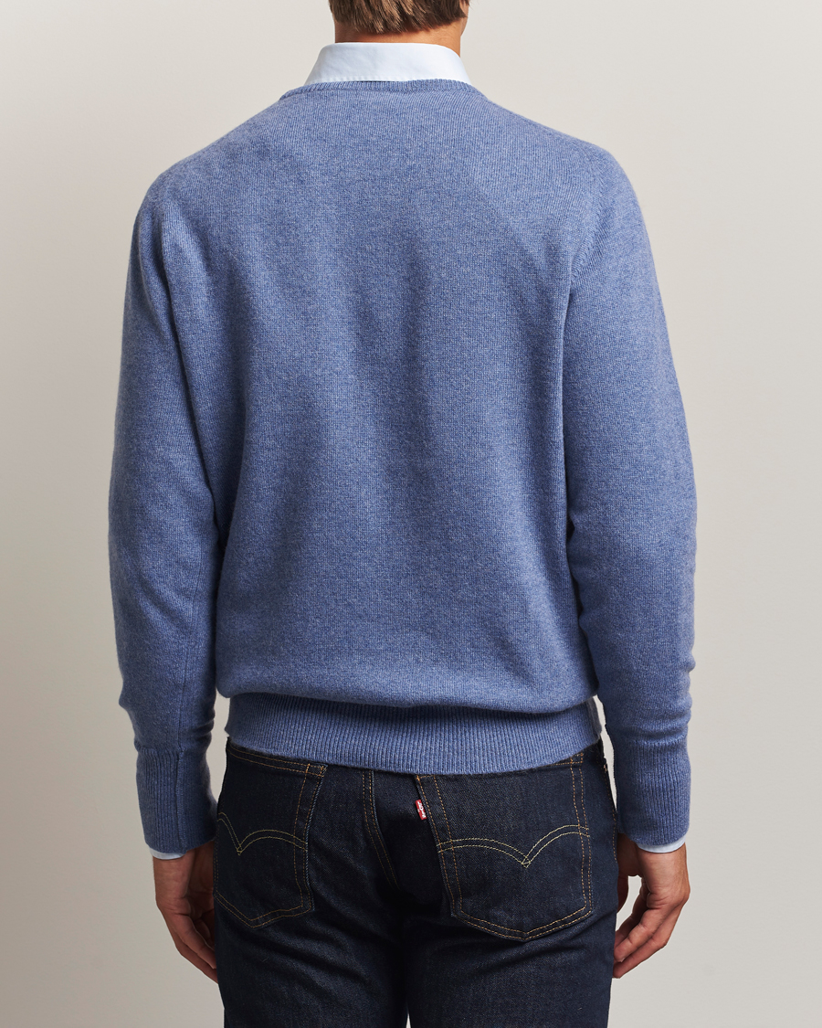 Men | Sweaters & Knitwear | William Lockie | Melrose Cashmere Crew Neck Blue