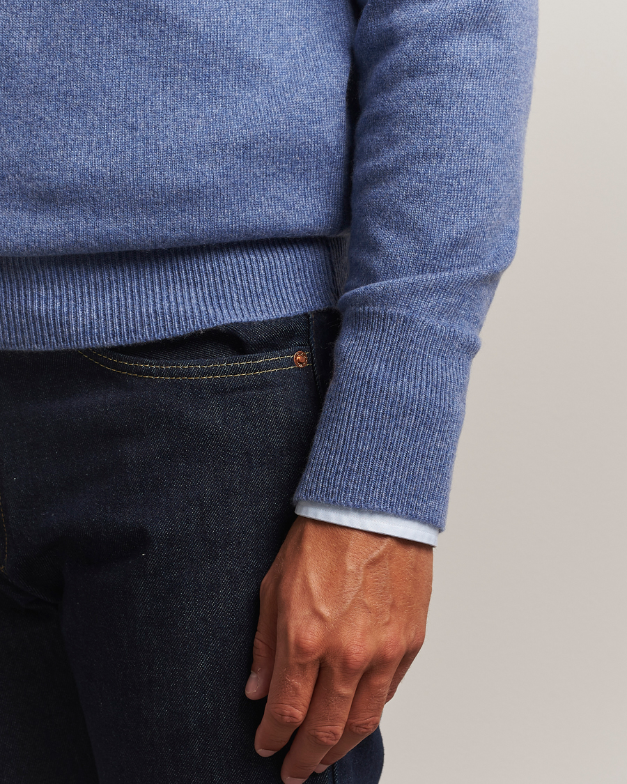 Men | Sweaters & Knitwear | William Lockie | Melrose Cashmere Crew Neck Blue