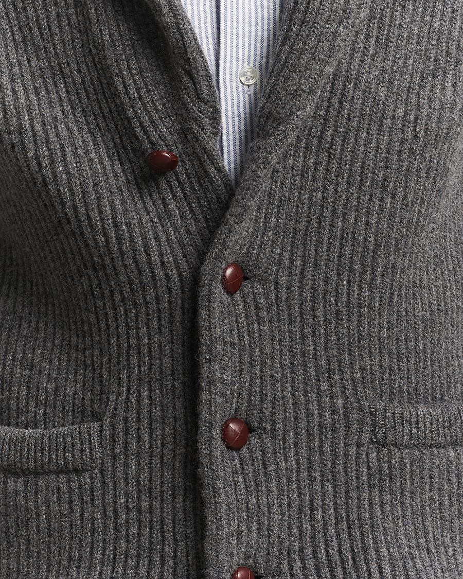 Men | Sweaters & Knitwear | William Lockie | Windsor Geelong Lambswool Shawl Cardigan Grey