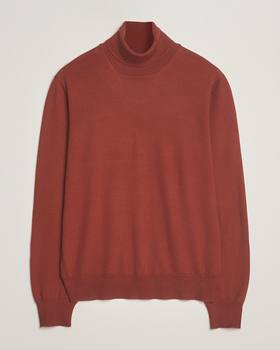 Men | Sweaters & Knitwear | Gran Sasso | Merino Fashion Fit Rollneck Rust Orange