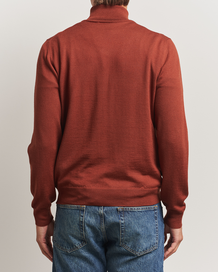 Men | Sweaters & Knitwear | Gran Sasso | Merino Fashion Fit Rollneck Rust Orange