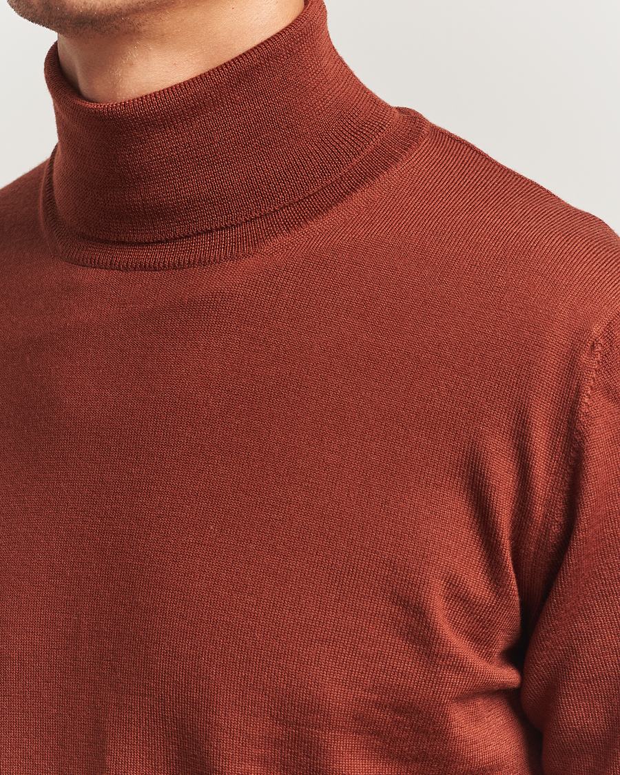 Men | Sweaters & Knitwear | Gran Sasso | Merino Fashion Fit Rollneck Rust Orange
