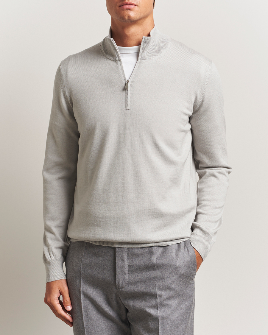 Maison Kitsuné Fox Head Half Zip Sweatshirt Light Grey