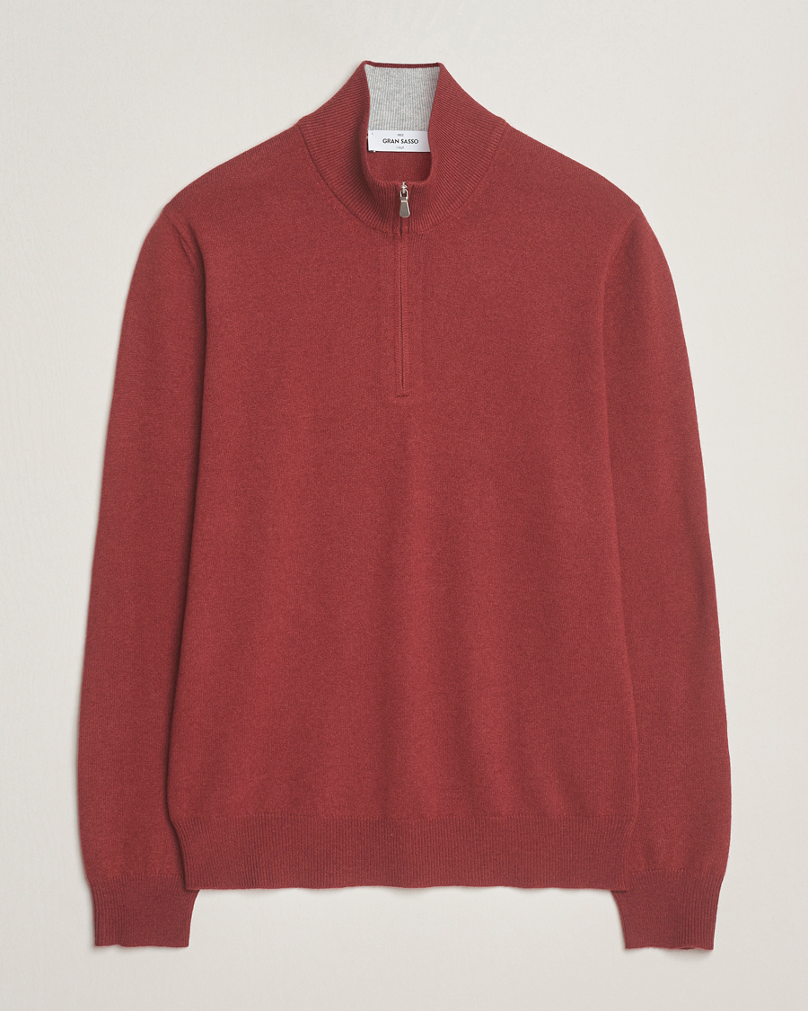 Men | Sweaters & Knitwear | Gran Sasso | Wool/Cashmere Half Zip Red Melange