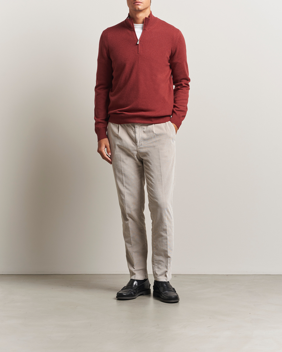 Men | Sweaters & Knitwear | Gran Sasso | Wool/Cashmere Half Zip Red Melange