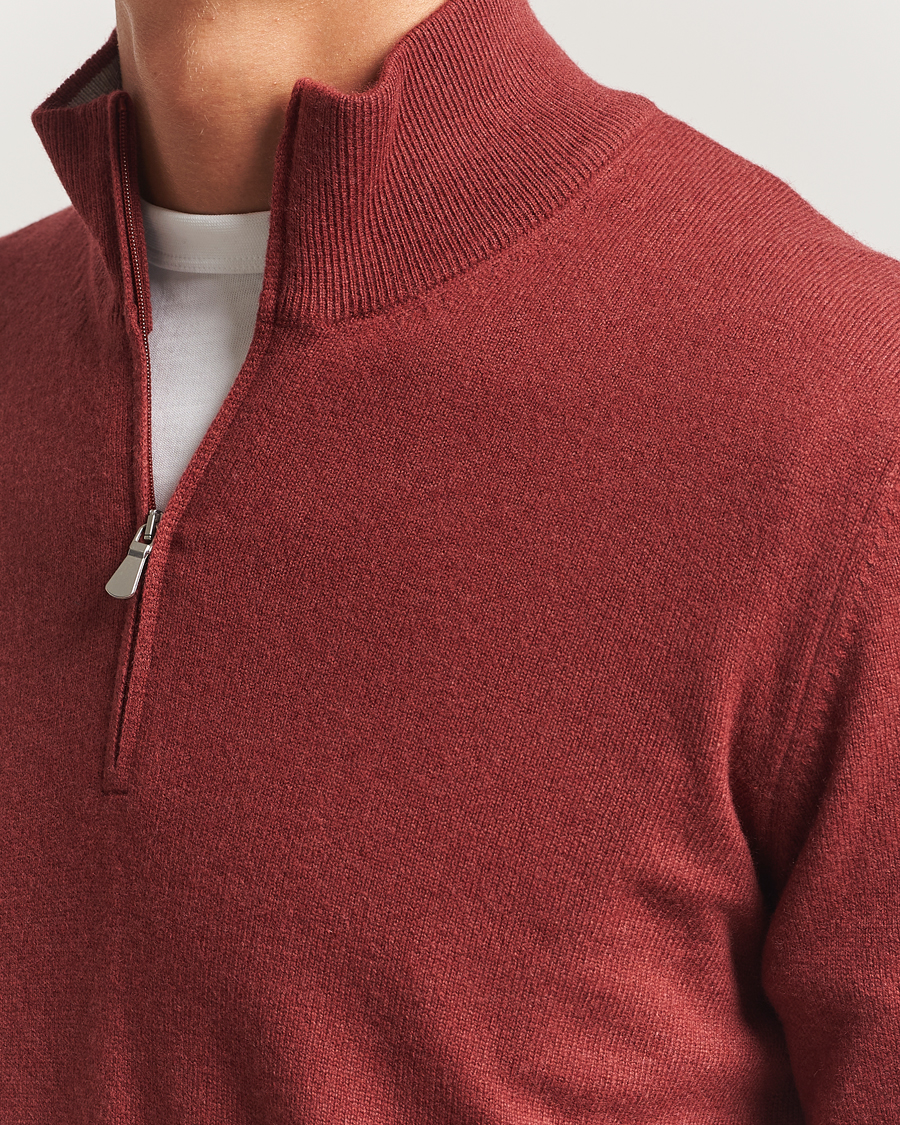 Men | Sweaters & Knitwear | Gran Sasso | Wool/Cashmere Half Zip Red Melange