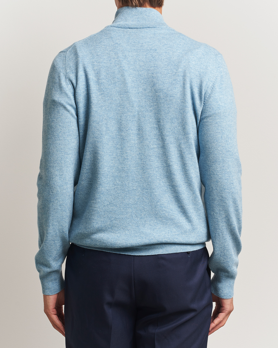 Men | Sweaters & Knitwear | Gran Sasso | Wool/Cashmere Half Zip Blue Melange