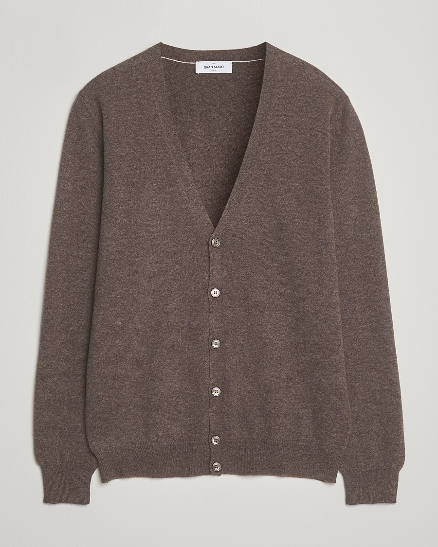 Men | Sweaters & Knitwear | Gran Sasso | Wool/Cashmere Cardigan Brown Melange
