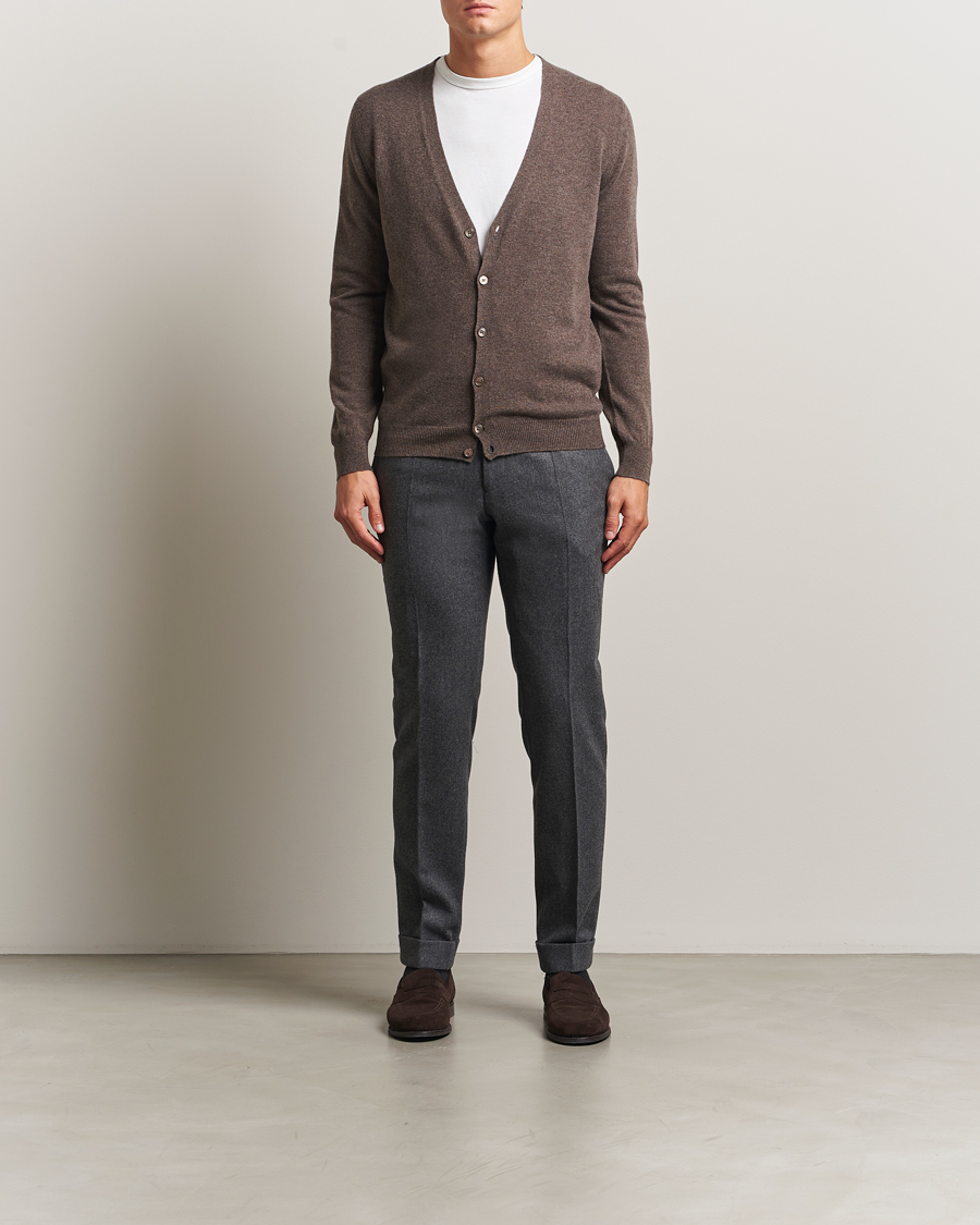 Men | Sweaters & Knitwear | Gran Sasso | Wool/Cashmere Cardigan Brown Melange
