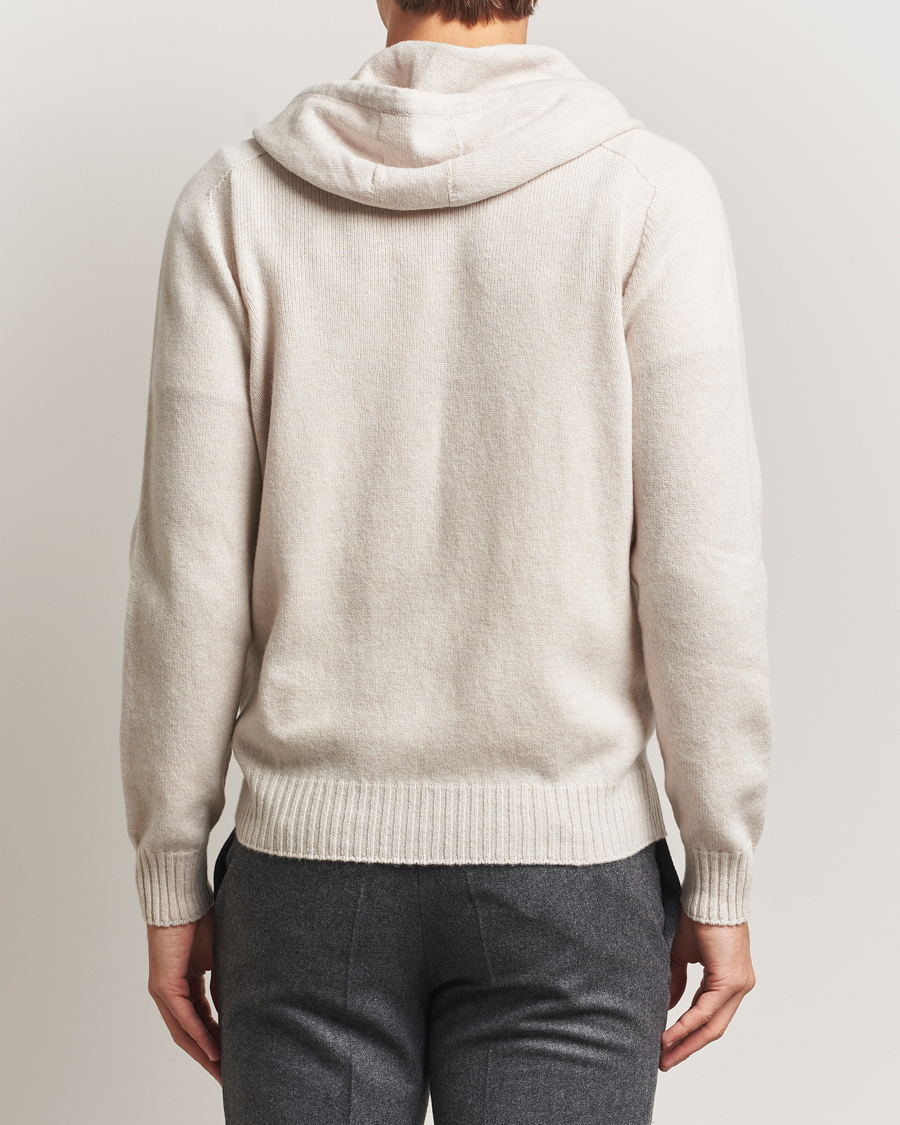 Men | Sweaters & Knitwear | Gran Sasso | Full Zip Wool Hoodie Cream