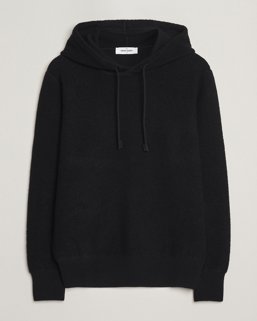 Men | Sweaters & Knitwear | Gran Sasso | Boiled Wool Hoodie Black