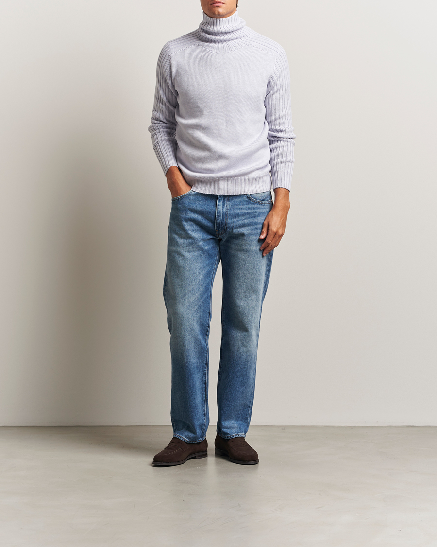 Men | Sweaters & Knitwear | Gran Sasso | Rainwool Rollneck Light Purple Melange