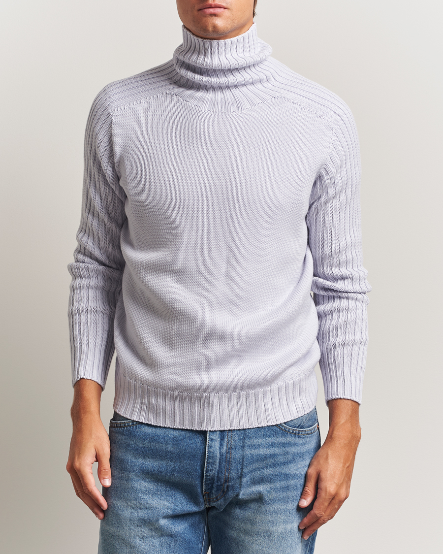 Men | Sweaters & Knitwear | Gran Sasso | Rainwool Rollneck Light Purple Melange