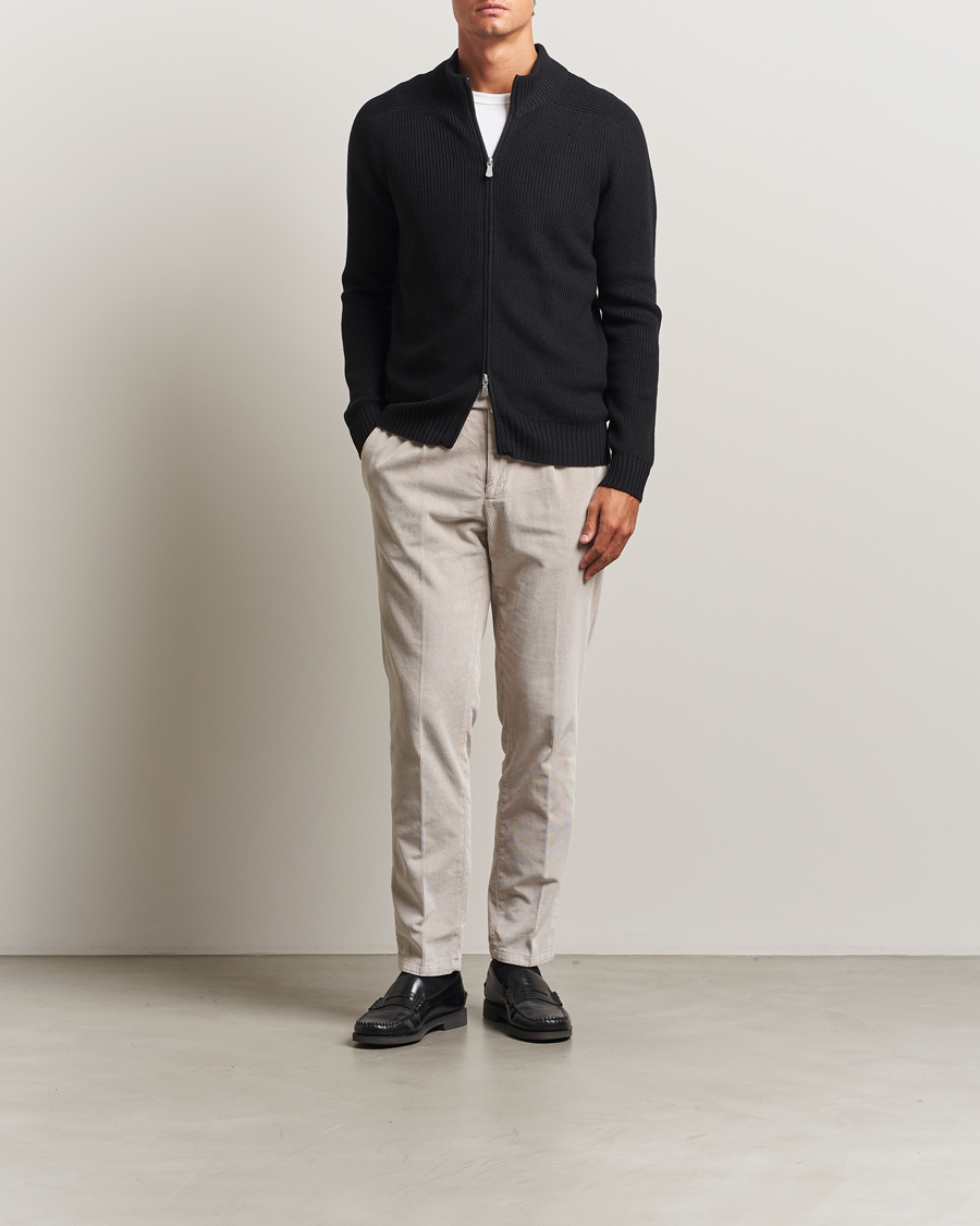 Men | Sweaters & Knitwear | Gran Sasso | Rainwool Full Zip Black