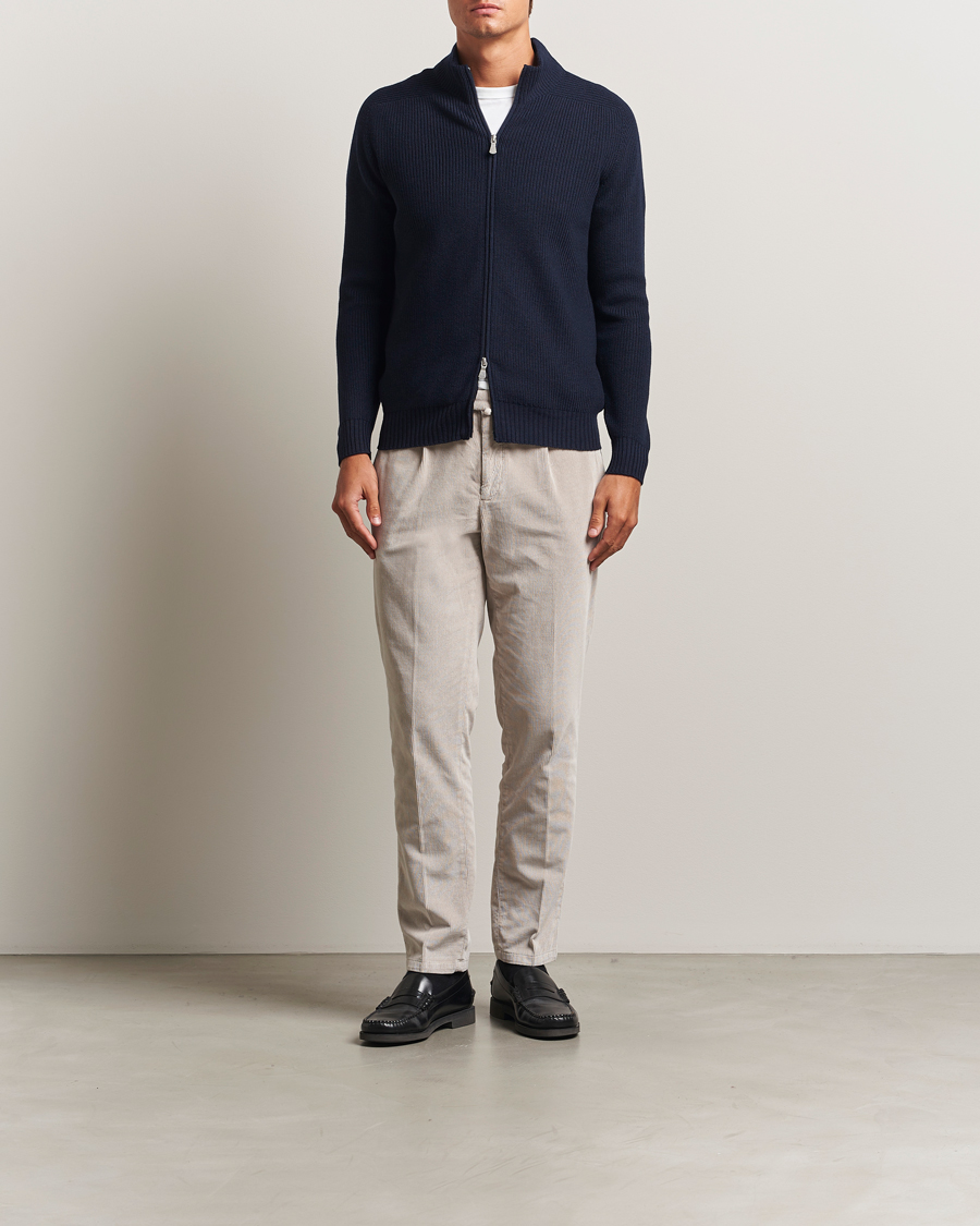Men | Sweaters & Knitwear | Gran Sasso | Rainwool Full Zip Navy