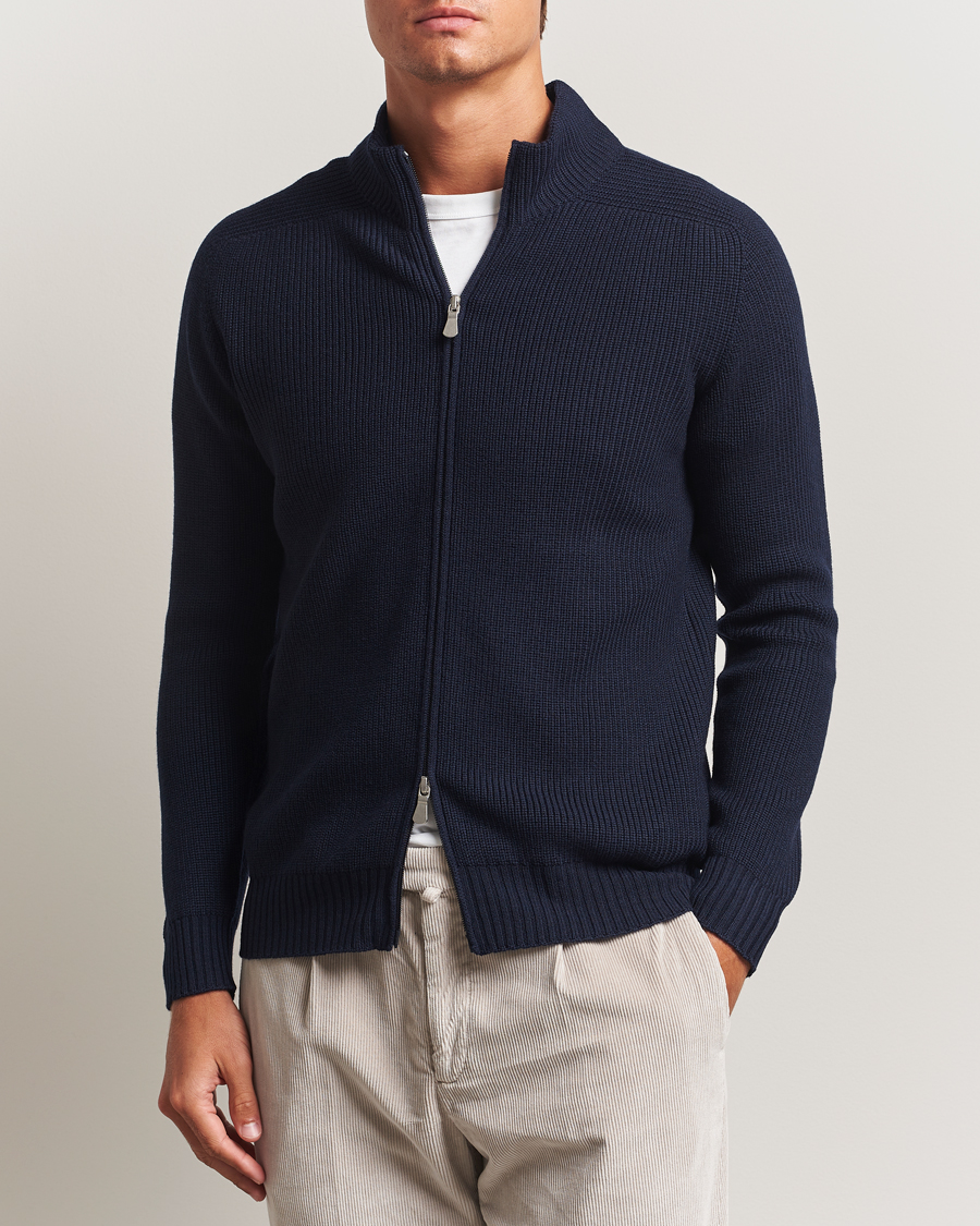 トップス YARDSALE 20FW Sorrento Knit Full Zip Gran Sasso Rainwool Full Zip Navy at CareOfCarl.com