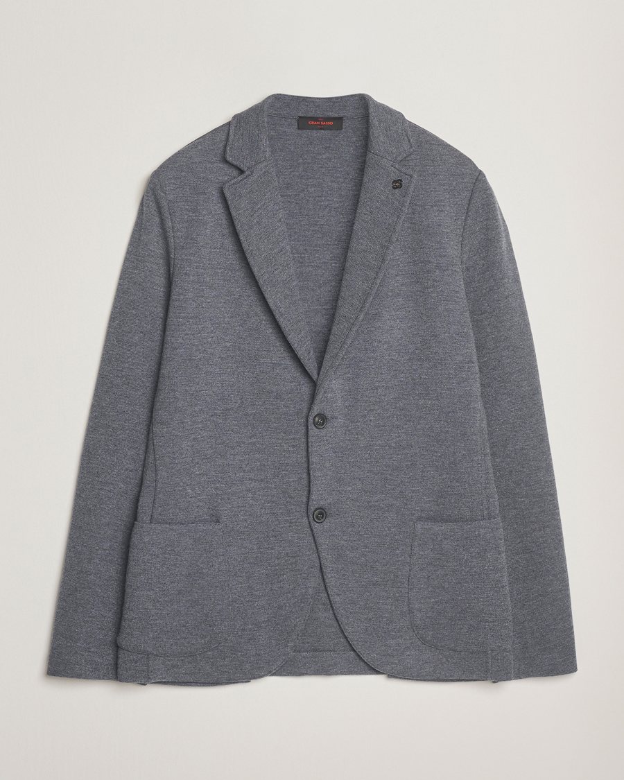 Men | Blazers | Gran Sasso | Rainwool Knitted Blazer Grey Melange