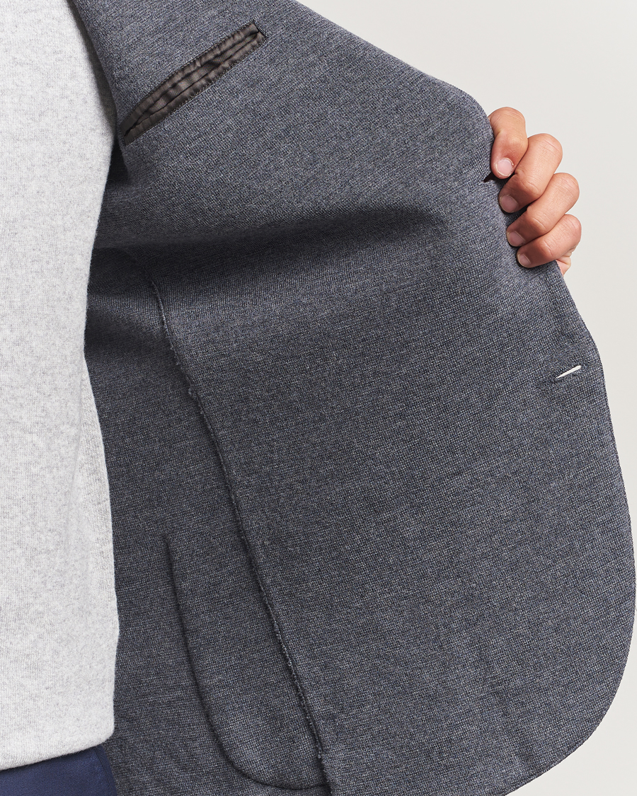 Men | Blazers | Gran Sasso | Rainwool Knitted Blazer Grey Melange