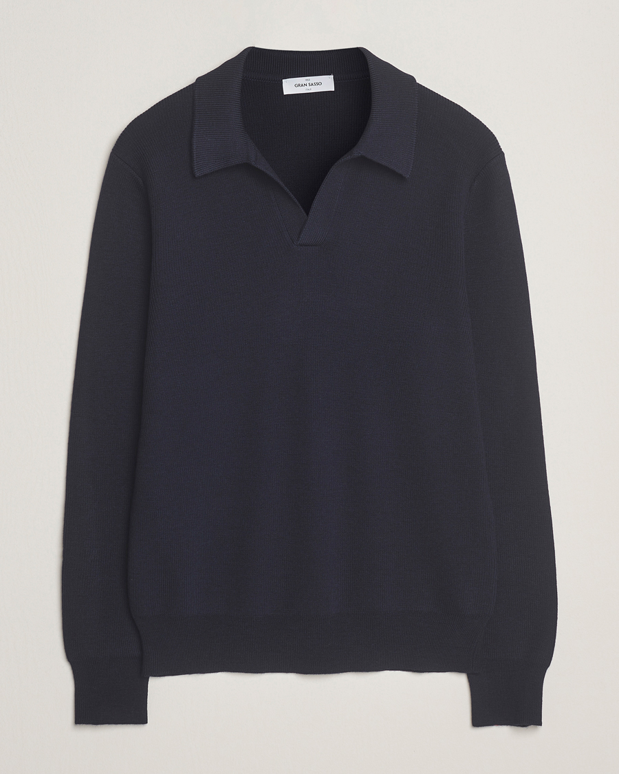Men | Sweaters & Knitwear | Gran Sasso | Heavy Knitted Merino Polo Navy
