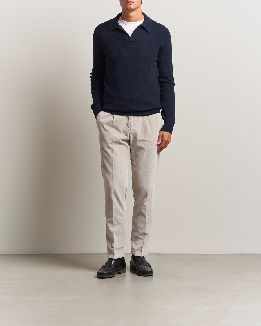 Men | Sweaters & Knitwear | Gran Sasso | Heavy Knitted Merino Polo Navy