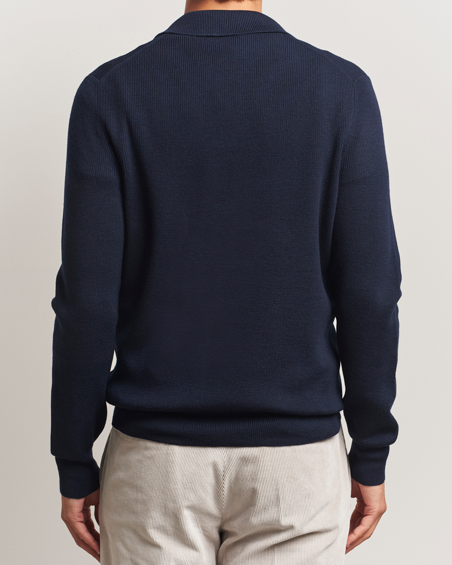 Men | Sweaters & Knitwear | Gran Sasso | Heavy Knitted Merino Polo Navy