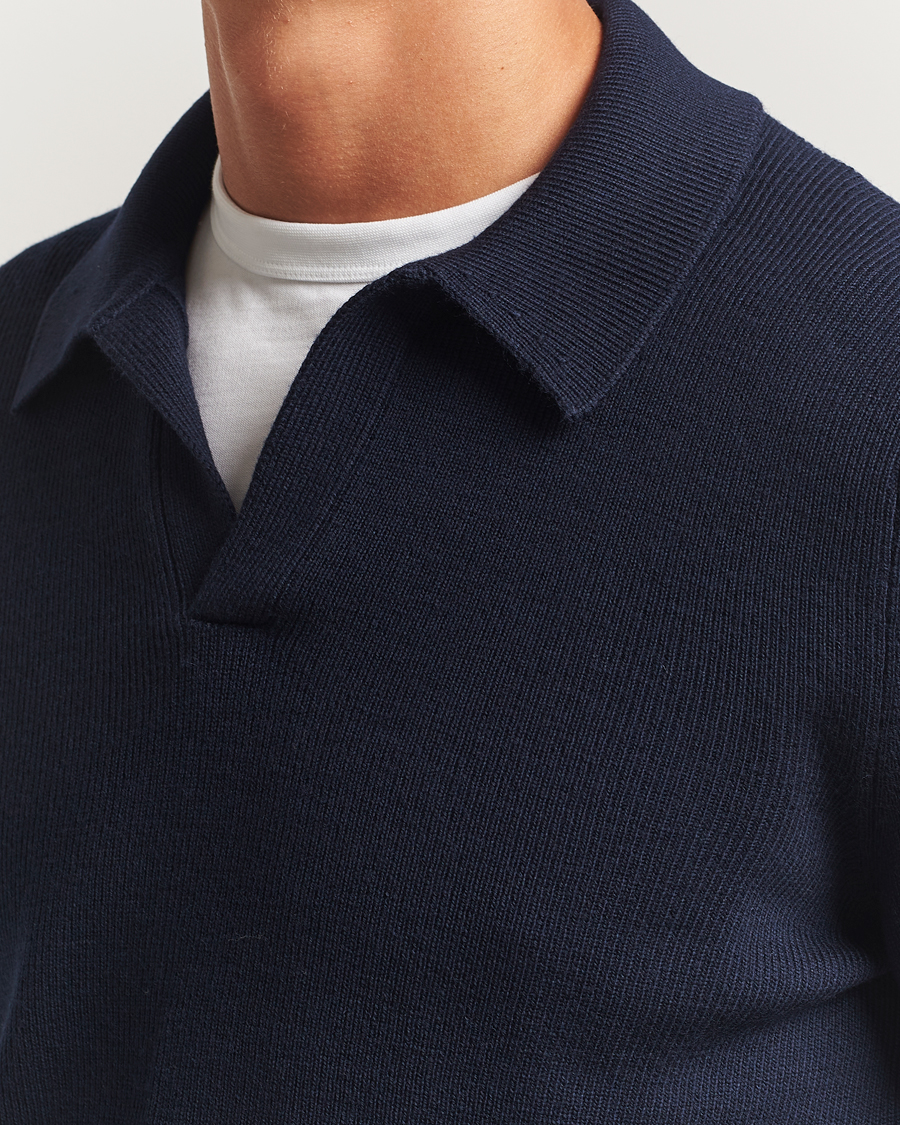 Men | Sweaters & Knitwear | Gran Sasso | Heavy Knitted Merino Polo Navy