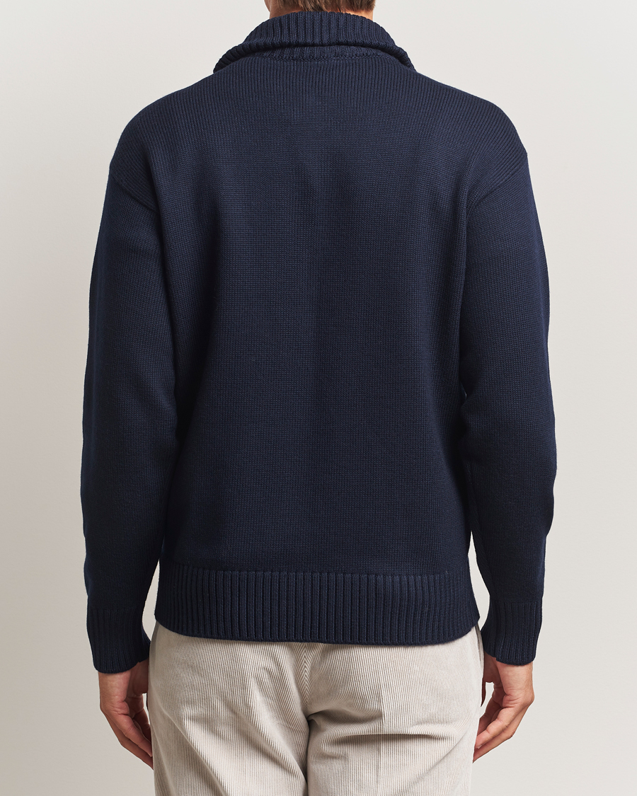 Men | Sweaters & Knitwear | Gran Sasso | Heavy Knitted Merino Full Zip Navy