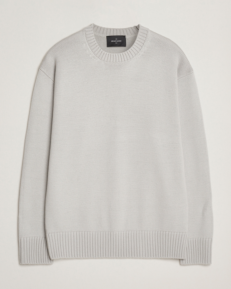 Men | Sweaters & Knitwear | Gran Sasso | Heavy Knitted Merino Crew Neck Light Grey Melange