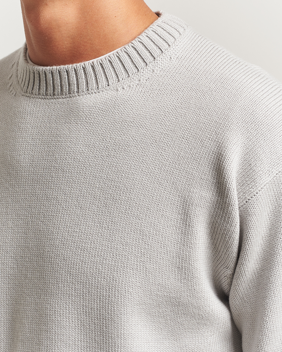 Men | Sweaters & Knitwear | Gran Sasso | Heavy Knitted Merino Crew Neck Light Grey Melange