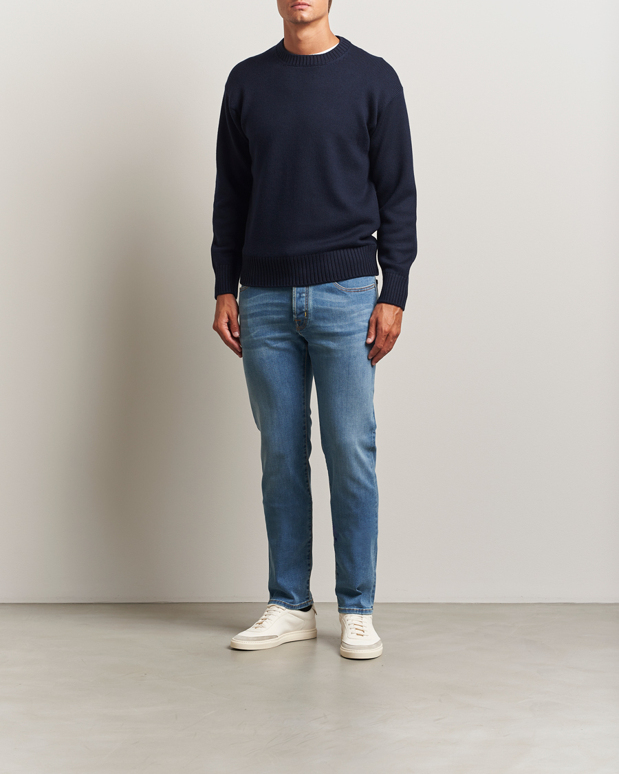 Men | Sweaters & Knitwear | Gran Sasso | Heavy Knitted Merino Crew Neck Navy
