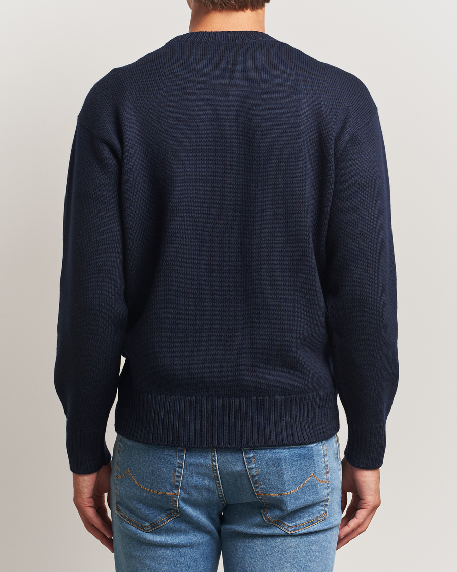 Men | Sweaters & Knitwear | Gran Sasso | Heavy Knitted Merino Crew Neck Navy