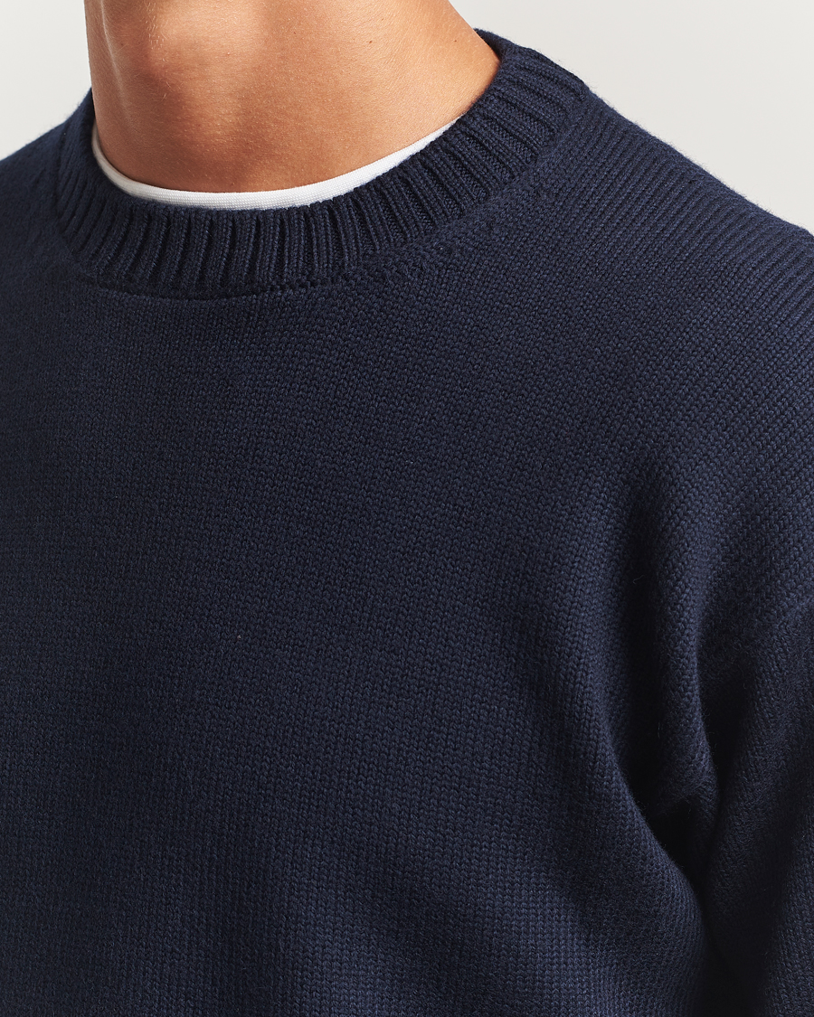 Men | Sweaters & Knitwear | Gran Sasso | Heavy Knitted Merino Crew Neck Navy