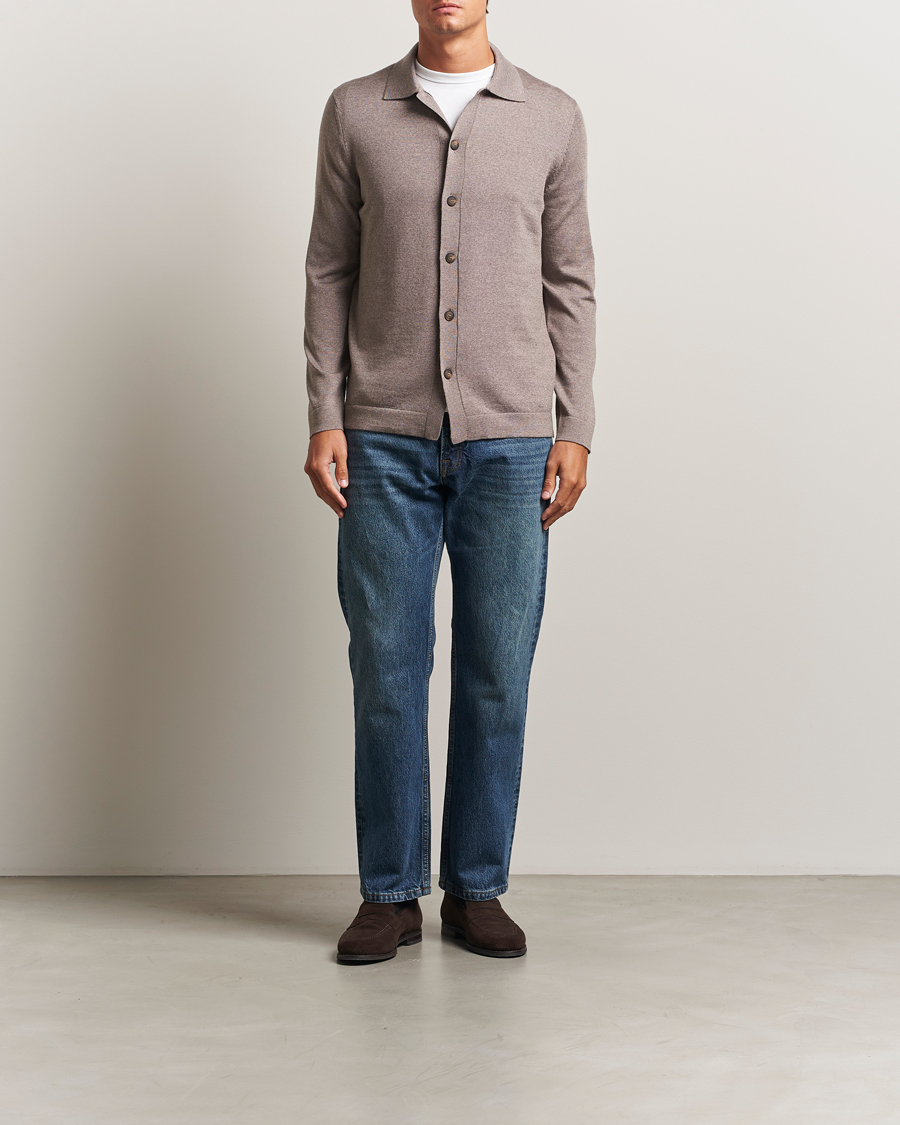 Men | Sweaters & Knitwear | Gran Sasso | Wool Knitted Cardigan Beige Melange