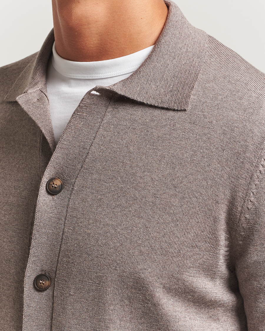 Men | Sweaters & Knitwear | Gran Sasso | Wool Knitted Cardigan Beige Melange
