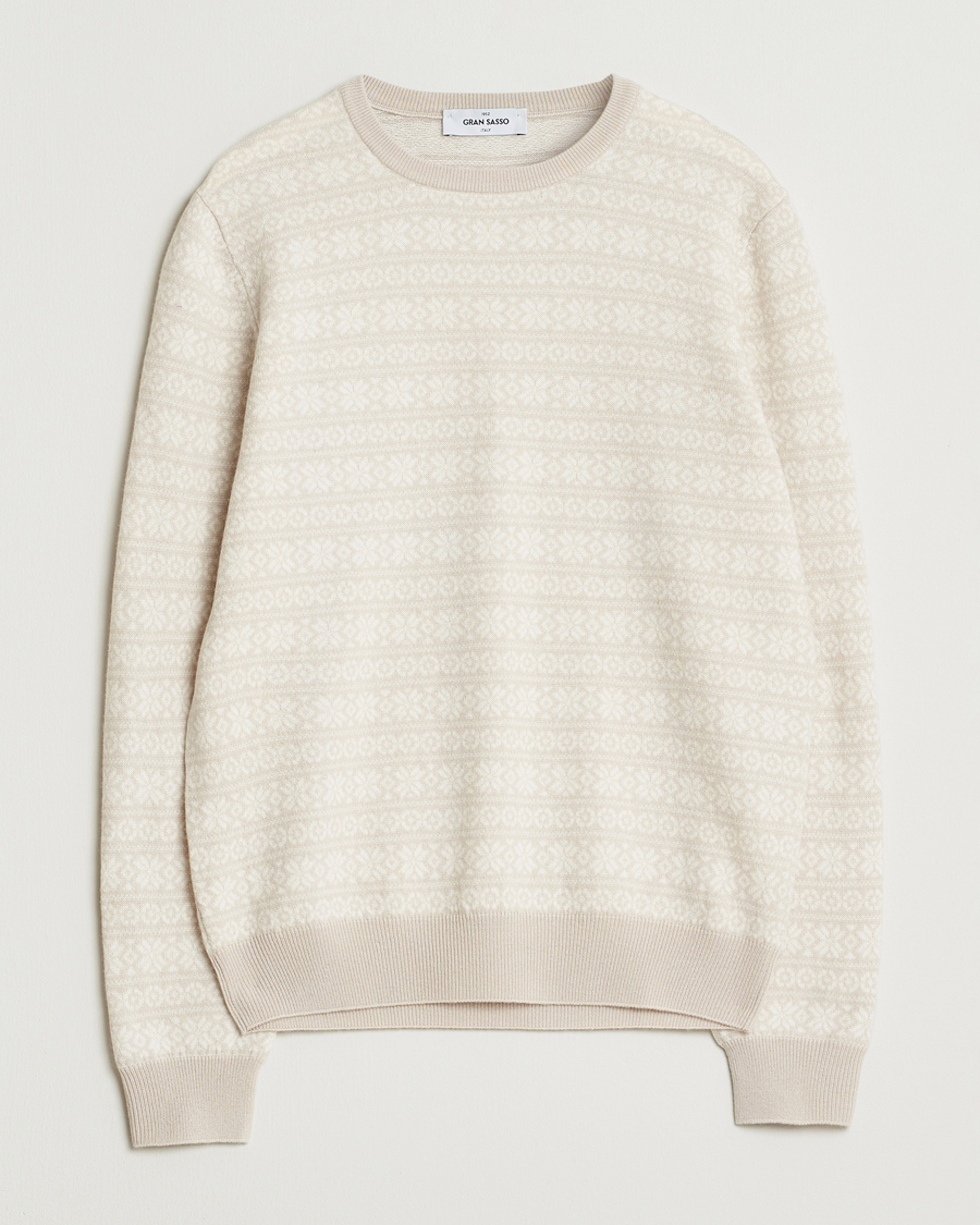 Men | Sweaters & Knitwear | Gran Sasso | Wool/Cashmere Fairisle Sweater Beige Melange