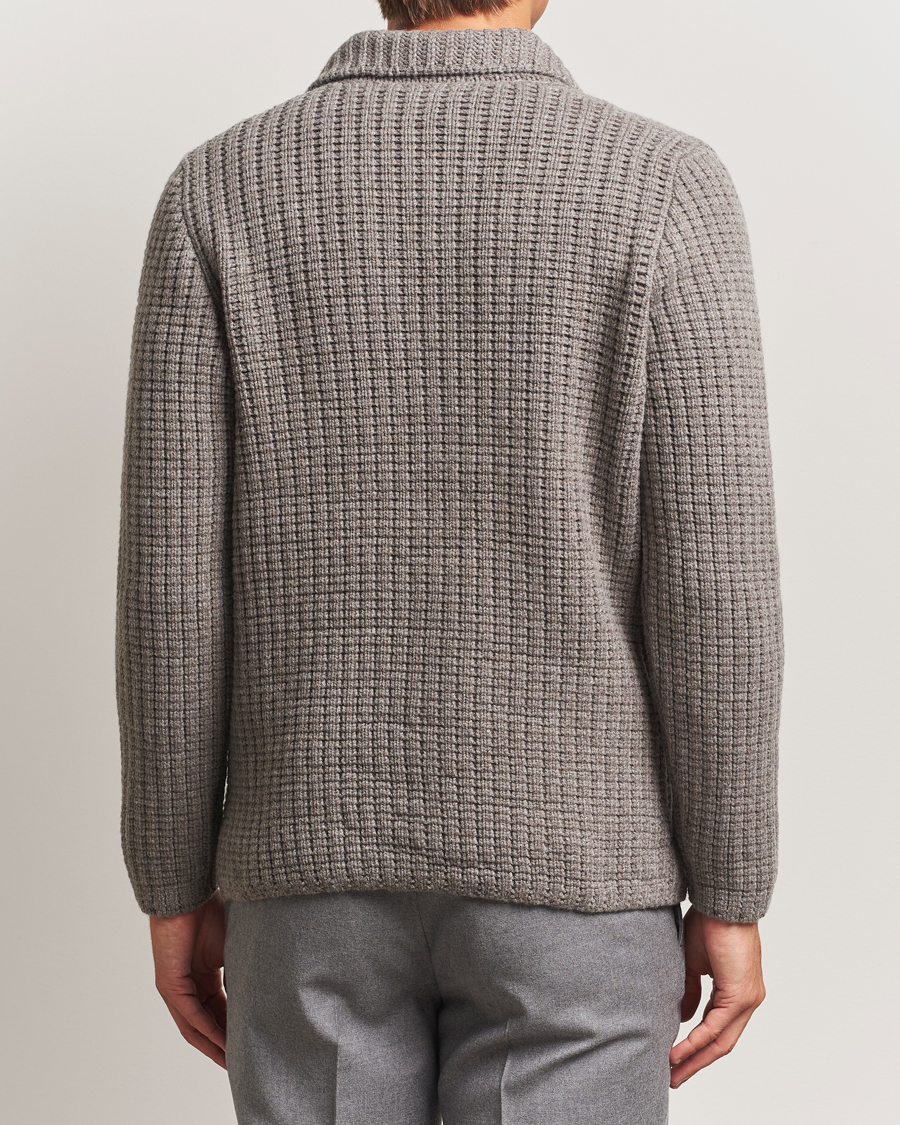 Men | Sweaters & Knitwear | Gran Sasso | Heavy Knitted Wool Cardigan Taupe Melange